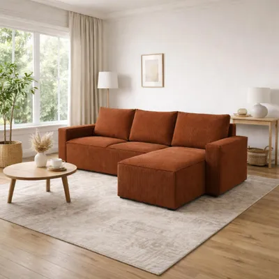 Produktbild von Ecksofa POTARO mit Schlaffunktion L-Form, Sofa mit Bettkasten, Wohnzimmersofa, Couch, Soffa, Bettsofa POSO 039 | MIPLO