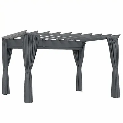 Produktbild von Pergola ca. 3,6x3 m Garten Pavillon Terrassenüberdachung aus Aluminium Gartenpavillon mit verstellbares Dach Dunkelgrau
