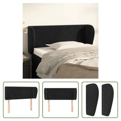 Produktbild von The Living Store Kopfteil mit Ohren Schwarz 103x23x78/88 cm Samt