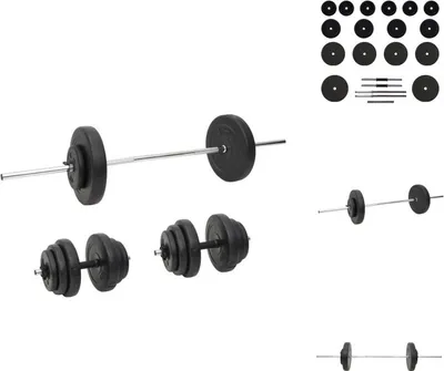 Produktbild von vidaXL Langhantel und Kurzhantel mit Gewichten 60 kg -  Hanteln & Gewichte