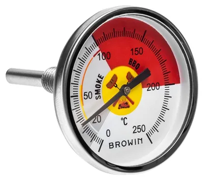 Produktbild von Grillthermometer Rauchofenthermometer Deckelthermometer - Analog - Edelstahl - 0 bis 250 °C - Ø 53 mm