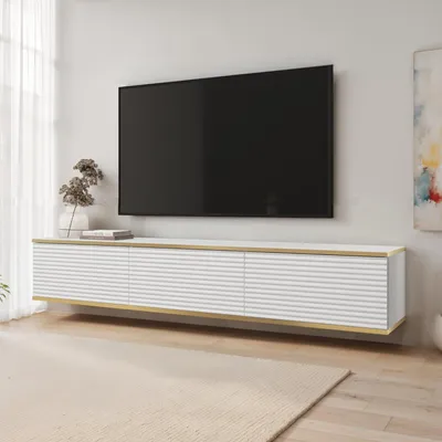 Obrázek produktu pro Banff TV175 MDF - TV skříňka, matná bílá, dub artisan, šířka 175 cm, výška 30 cm, hloubka 32 cm