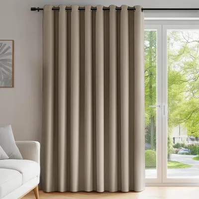 Produktbild von Blickdichte Verdunkelungsvorhänge Ösen Thermogardine Schlafzimmer Wohnzimmer 214x254 cm Taupe 1 Stück