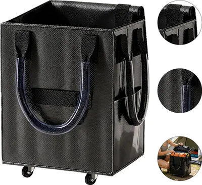 Produktbild von Schwerlast-Einkaufstrolley faltbar, verstärkter Boden, große Kapazität, geräuscharme Rollen, wasserabweisend, ideal für Umzug, Outdoor, Shopping