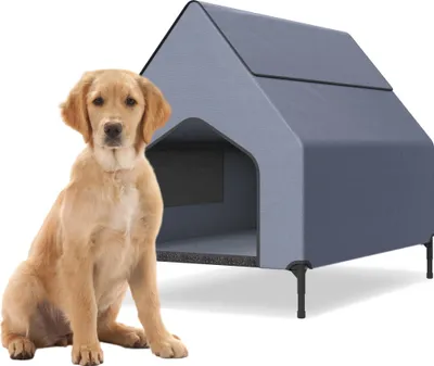 Obrázok produktu pre TRMLBE búda pre psov 2 v 1 L veľkosť zákazníckej búdy vonku, 130 x 84 x 104 cm pelech pre psa z materiálu Oxford a priedušnej sieťoviny so strechou pelech pre mačky jaskyňa pre domácich miláčikov
