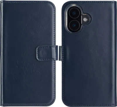 Image de Selencia Bibliothèque en cuir véritable pour l'Apple iPhone 16 - Bleu