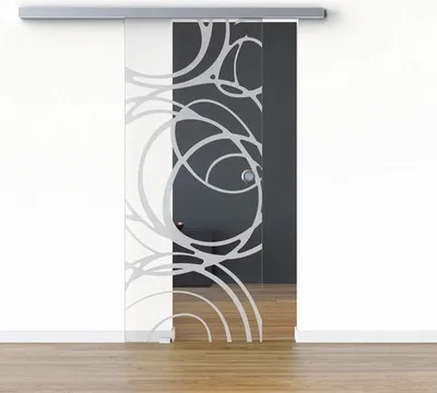 Produktbild von Pertura Glasschiebetür Komplettset Glera Mystic 01 775x2050 mm Links inkl.Beschlag Selir Aluminium Edelstahloptik,Griffm