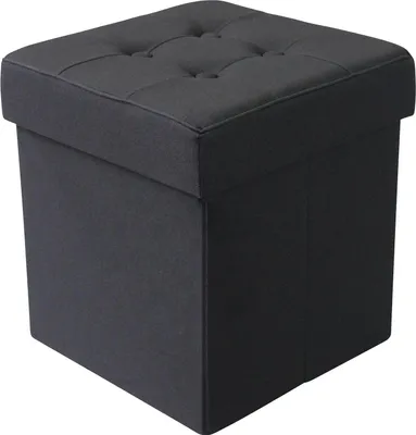 Immagine prodotto di Milani Home - pouf quadrato in stoffa di design moderno, cm 38 x 38 x 40 h - Nero