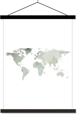 Produktbild von MuchoWow® Textilposter Weltkarte - Aquarell - Minimalismus 120x160 cm mit schwarzem Rahmen - Magnetischer