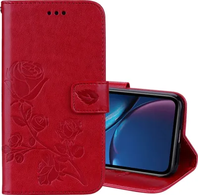 Produktbild von Mobigear Roses iPhone XR Hülle Klapphülle Geldbörse - Rot