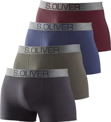 Produktbild von s.Oliver Boxer Boxershorts für Herren 4 -teilig bordeaux  / marine / khaki / anthrazit Größe M