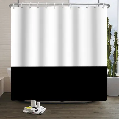 Obrázok produktu pre Moderná čierno-biela pruhovaná záclona do sprchy, 180x240 cm