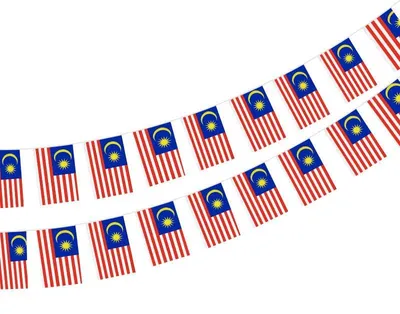 Malaysia-Wimpelkette, 40 Fahnen, 14x21 cm, 11,4 m