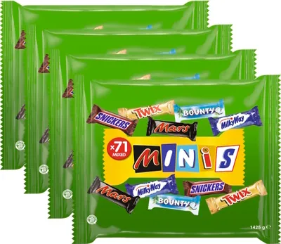 Produktbild von MIXED Minis 4x1425g Twix, Snickers, Mars, Bounty, Milky Way - Partymix