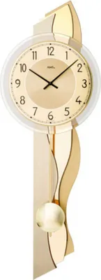 Produktbild von AMS W7477 Pendelwanduhr mit Holzgehäuse und Messing-Aluminium-Auflage