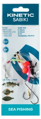 Produktbild von Kinetic Sabiki Surf #1/0 Red/Pearl Plattfisch Scholle Flunder Vorfach Rig system