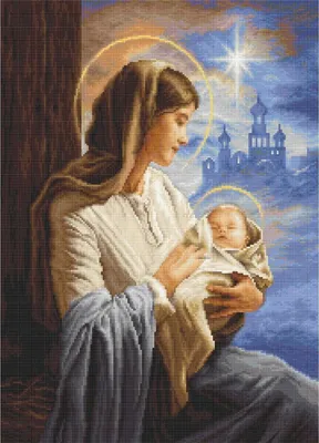 Zdjęcie produktu dla Zestaw do haftu krzyżykowego Luca-S "Złota kolekcja Matka Boska z Dzieciątkiem", wzór do liczenia, 29x40cm