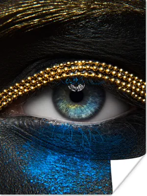 Produktbild von MuchoWow® Poster Frau - Augen - Make-up - Luxus - Gold 90x120 cm - Wohnzimmer