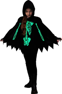 Produktbild von Kinder Poncho Skelett glowing in the dark Gr. 116/128