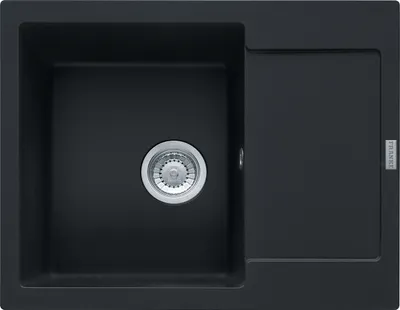 Zdjęcie produktu dla Franke Maris zlewozmywak wbudowywany Fragranit MRG 611-62 BlackMatt przycisk stal szlachetna od 45 cm 114.0627.368