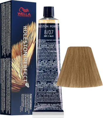 Produktbild von Wella Koleston Perfect ME+ Pure Naturals, Blond, 8/07, Unisex, 60 ml, Alle Haare, Glanz