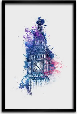 Produktbild von Bild - Bilderrahmen - 40 cm x 60 cm - MDF - Rahmen - Wandkunst - Bunter Big Ben