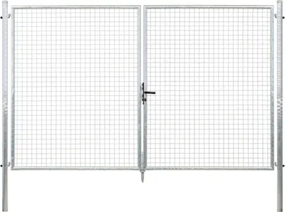 Produktbild von Alberts Wellengitter-Doppeltor mit Zubehör, Breite 300 cm, Höhe 200 cm, feuerverzinkt, zum Einbetonieren, Pfostentärke 76 mm