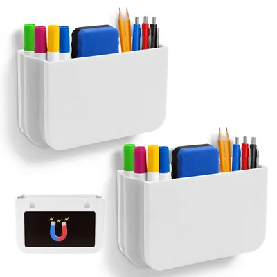 Imagen del producto de Soportes para bolígrafos de plástico, 2 unidades, color blanco, para escritorio