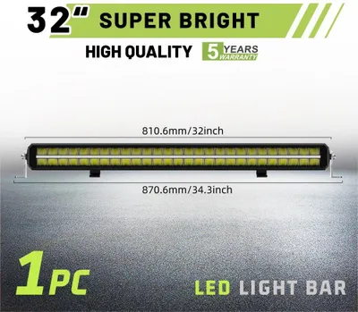 Image de Barre lumineuse LED, double rangée, angle de rayonnement combiné, 32 pouces avec câblage