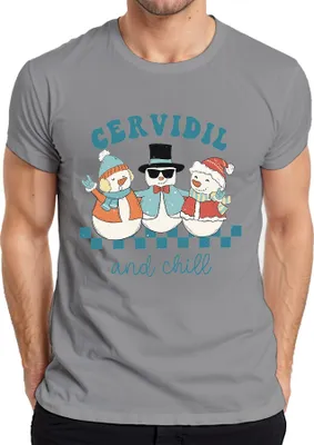Zdjęcie produktu dla Cervidil and chill Świąteczne bałwany śmieszna koszulka męska retro, szary, L