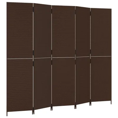 Produktbild von vidaXL Paravent 5-tlg. Braun Poly Rattan