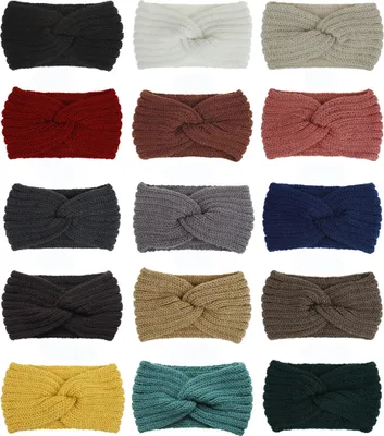 Produktbild von 4 Stück Zufällige Farbe Damen Stirnbänder Winter Gestrickt Haarband Stricken Stirnbänder Gestrickt Elastische Stirnband für Mädchen Damen