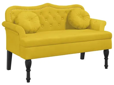 Image de vidaXL Banc avec coussin jaune 120,5x65x75 cm velours