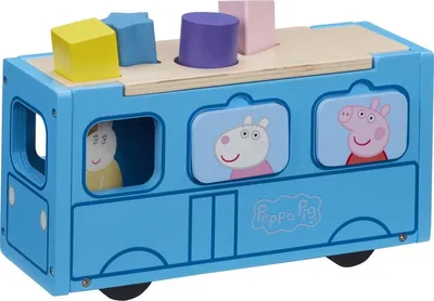 Image de Jouets en bois Peppa Wutz - Bus scolaire (avec figurines et accessoires) Voiture jouet