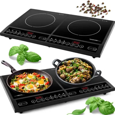 Induktionskochfeld Esperanza 2 Kochzonen 4000 W 8 Temp Timer 60X36x6.5 Cm