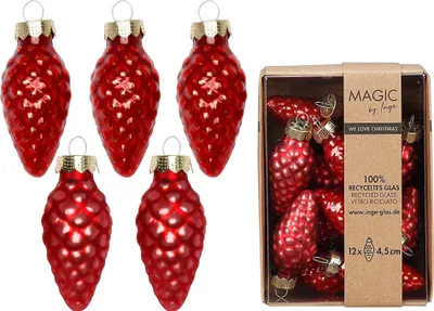 Produktbild von Inge‘s Christmas Decor 16319P045, Spezifisches Weihnachtsornament, Glas, Rot, 4,5 cm, 12 Stück(e)