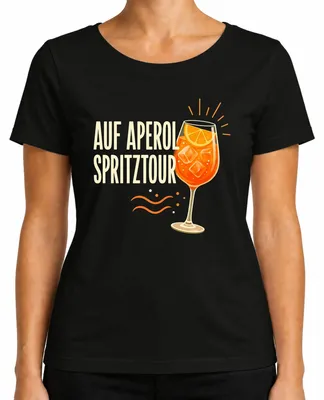 Obrázek produktu pro Tričko s potiskem "Aperol Spritz", "Koktejl", "Léto", "Dívčí večer", "Rozlučka se svobodou", "Aperitivo", černé barvy, velikost M