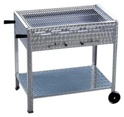 Produktbild von Holzkohlegrill Grillwagen mit Rollen aus Edelstahl 81x53x80 cm Grillfläche 76x47 cm geeignet für Privat, Verein, Catering und Gastronomie