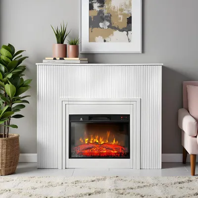 Immagine prodotto di ElectricSun camini elettrici con listelli LAMELIA Bianco, con effetto sonoro, 3 colori, con l'app, L120xH102cm