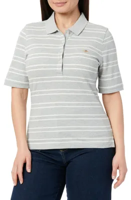 Produktbild von GANT Damen Slim Stripe Shield SS Pique Polo Polohemd, Marled RED, S