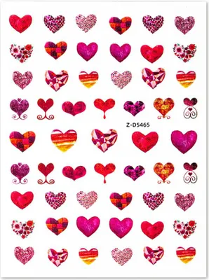 Image de Stickers ongles fins coeurs autocollants Z-D5465 rose