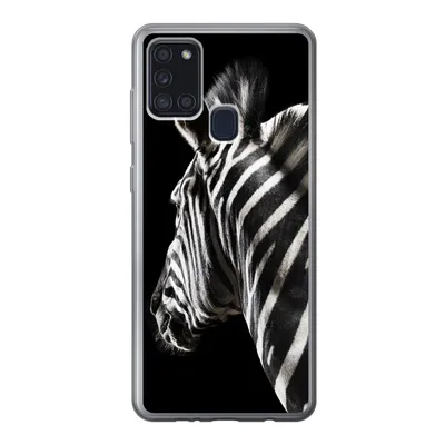 Produktbild von MuchoWow® Handyhülle Schutzhülle Hülle für Samsung Galaxy A21s Zebra - Tier - Schwarz - Porträt Silikon Softcase Handy Hülle - Hartschale