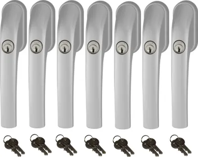 Produktbild von Abus FG300 abschließbarer Fenstergriff silber, im Set 7 Stück gleichschließend, Schließung AL0089 mit insgesamt 14 Schlüssel
