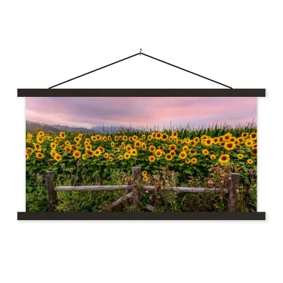 Produktbild von MuchoWow® Textilposter Sonnenblume - Blumen - Pflanzen 150x75 cm mit schwarzem Rahmen - Posterleiste