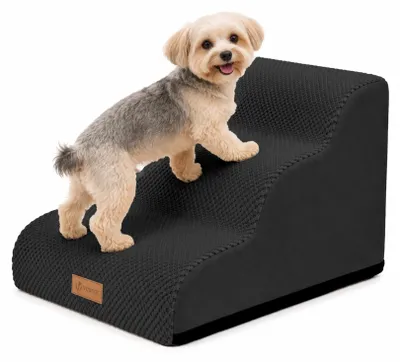 Produktbild von VOUNOT® Hundetreppe 3 Stufen für kleine Hunde & Katzen, Haustiertreppe aus hochd