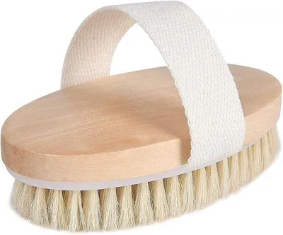 Immagine prodotto di Spazzola per massaggi e miglioramento della pelle - con setole in acciaio - Spazzola per la schiena e il corpo - Spazzola a secco - Spazzole a secco - Spazzola per il rassodamento della pelle - Spazzola per la pulizia della schiena - Spazzola esfoliante - in legno