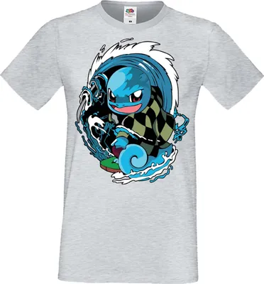 Zdjęcie produktu dla Męska Koszulka Manga Anime Pokemon Squirtle, Man 2XL / Wrzosowy szary