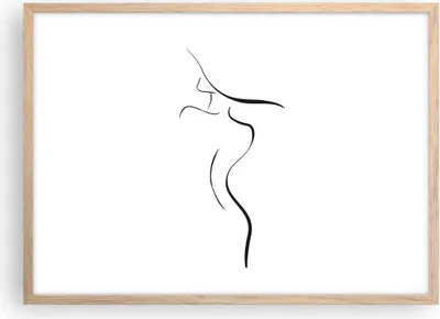 Produktbild von Gerahmtes Poster - Rahmen in heller Eiche - Minimalismus Frau Hut - 70x50 cm - Wand Bild - Wanddeko - Wandbilder - Kunstposter - Wandposter - Bilderrahmen - Bilder - Kunstdruck - P2NAA70x50-4908