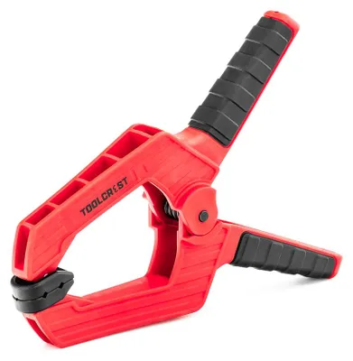 Produktbild von TOOLCREST Federzwinge 10 cm | Leimzwinge 12 kg Spannkraft | Klemme zum Fixieren, Kleben & Halten | Für Tischler & Modellbau | Softgrip Backen
