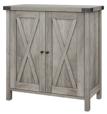 Produktbild von Buffetschrank - Kleiner Buffetschrank - Anrichte - Aufbewahrungsschrank - Schrank - Grau - Massivholz & Metall - Verstellbare Ablage
